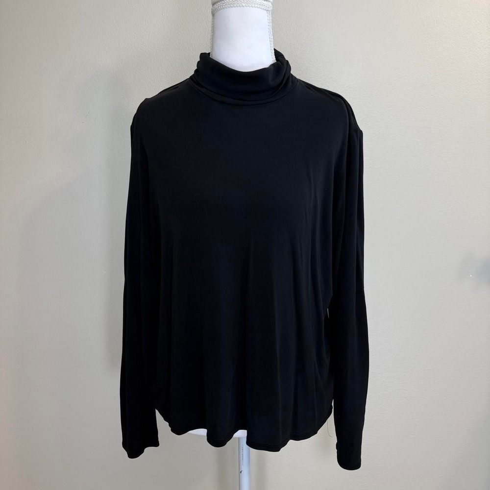 Eileen Fisher 100% Silk Turtleneck Womens L Basics Layering Breathable Comfy
